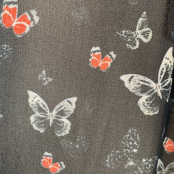 Patrizia Pepe Black Sheer Butterfly Print Ruffle Trim Top Size 44 (small… - Picture 3 of 16